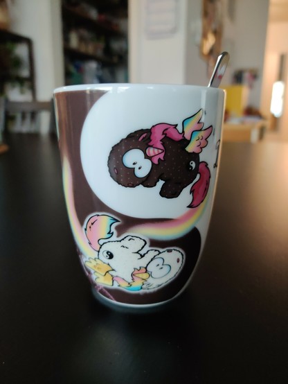 Yin & Yang unicorns on my mug.