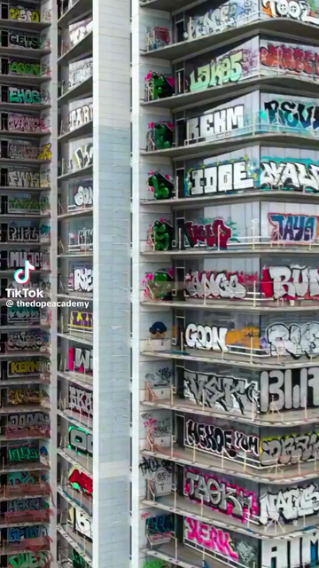 Drone footage of abandoned glass and steel condo towers in Los Angeles just absolutely covered with huge high quality colorful graffiti tags. Amazing work!
