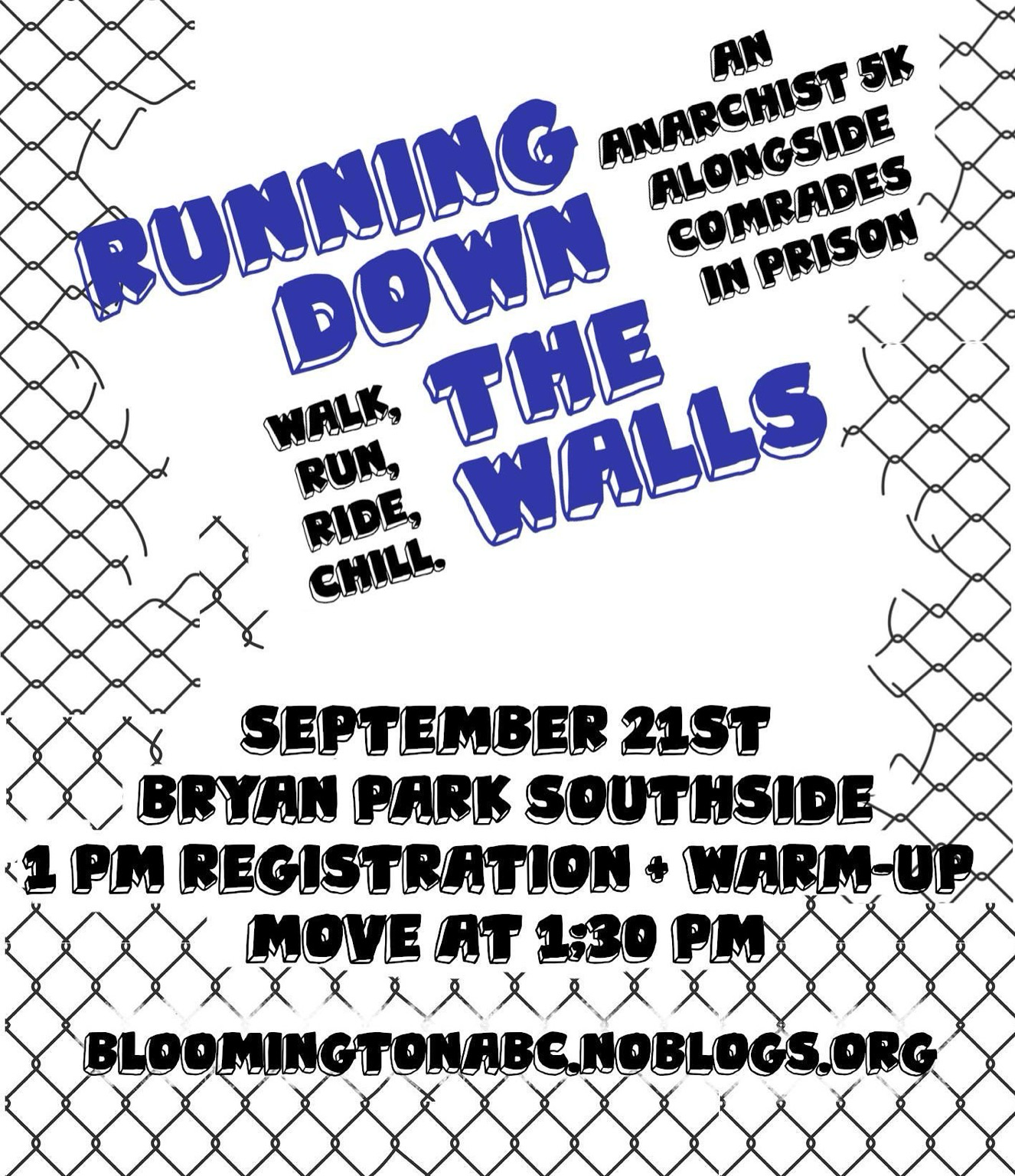 Running Down the Walls flyer for September 21st in Bryan Park