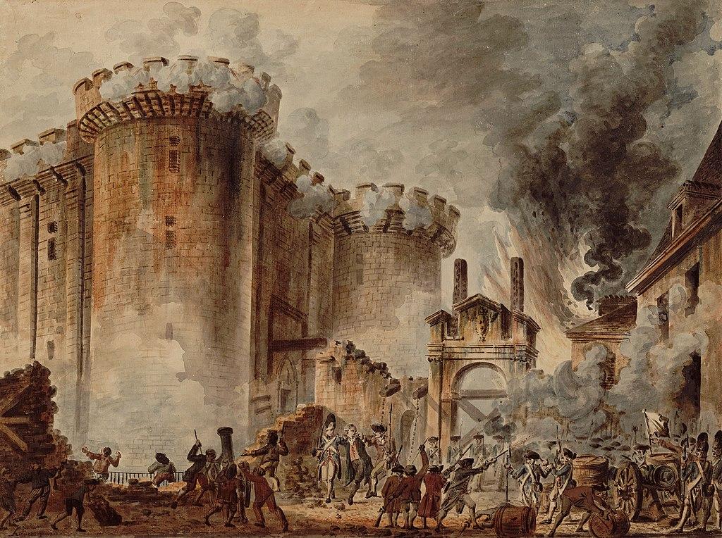 Storming of The Bastille, Jean-Pierre Houël. By Jean-Pierre Houël - Bibliothèque nationale de France, Public Domain, https://commons.wikimedia.org/w/index.php?curid=106405